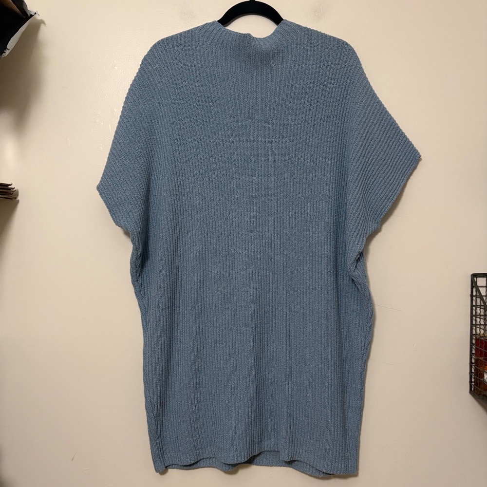 Free People FP Beach Ribbed Knit Mock Neck Tunic Sweater‎ Blue M
